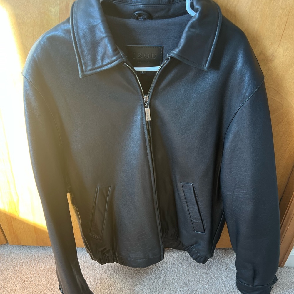 Men’s izod leather bomber jacket
